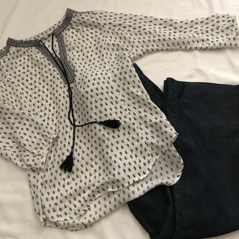Black and white Bohemian blouse